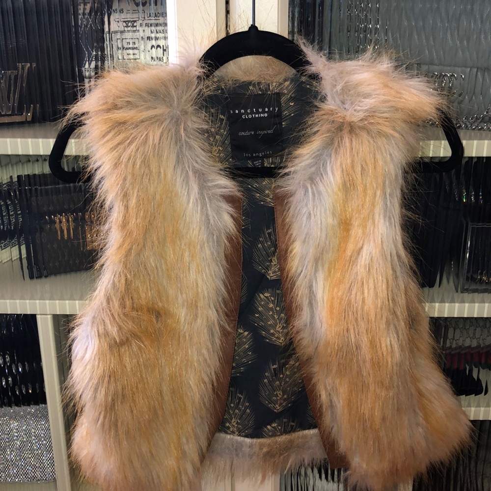 Sanctuary Clothing faux fur and faux leather vest